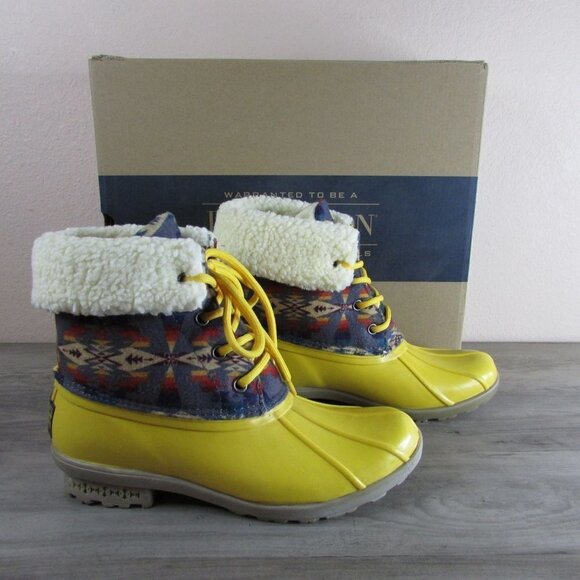 Pendleton Women's 6 Tucson Duck Mid Rain Boot Yellow PW2274 - Picture 1 of 4